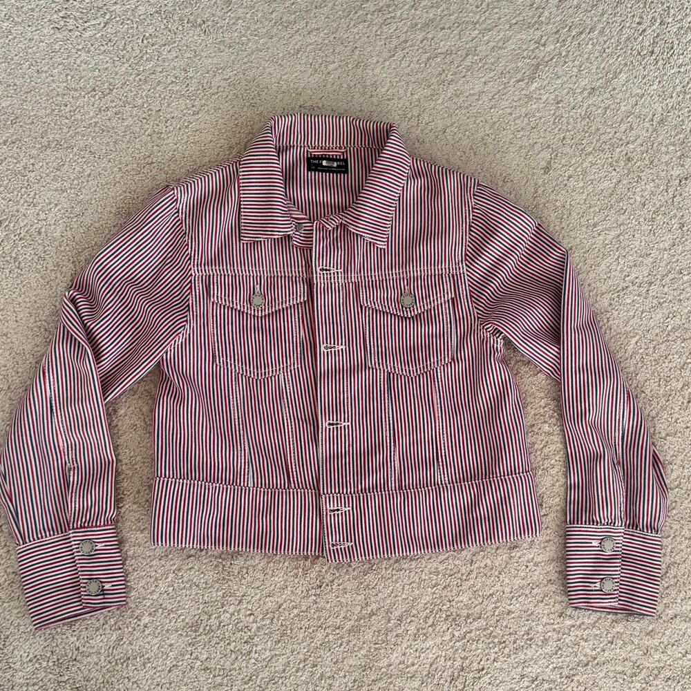 The Fifth Label Australia Denim Trucker Jacket Striped Cropped Patriotic XS